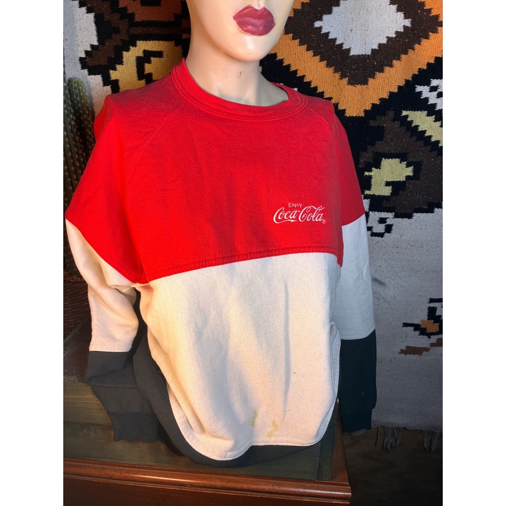 Coca-Cola Sport USA Sweatshirt Mens Large Red White Good Colorblock Vintage 90s